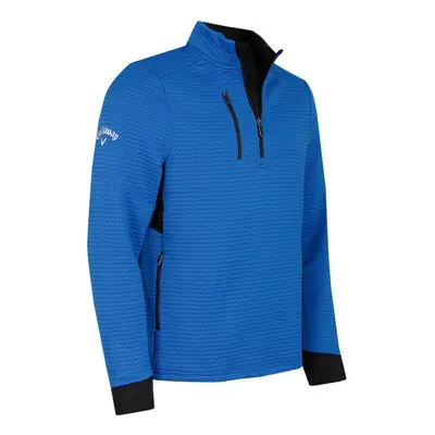 (S, Lapis Blue) Callaway Golf Mens Midweight Textured Quarter Zip Fleece Sweater