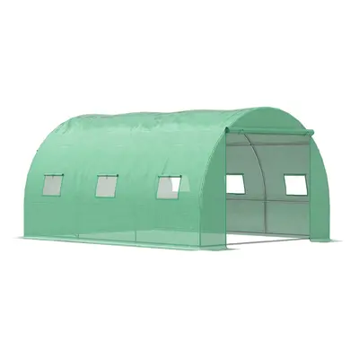 Outsunny Tunnel Greenhouse w/ PE Cover, Outdoor Plant House w/ Door & Window