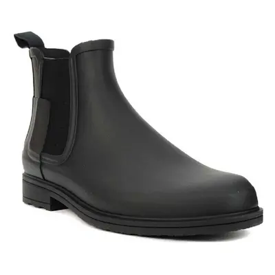 (HUNTER ORIGINAL, BLACK, UK 10) Men's Refined Rubber Casual Pull-On Chelsea Boots