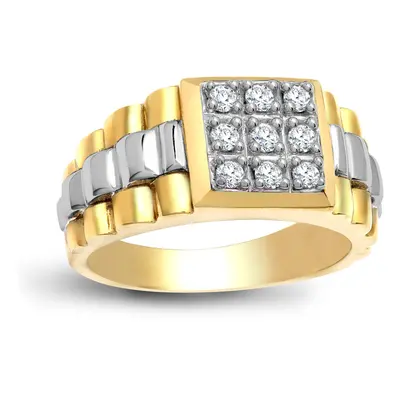 (T) Jewelco London Men's Solid 9ct Colour Gold Claw Set Round H I1 0.5ct Diamond Stone Cluster S