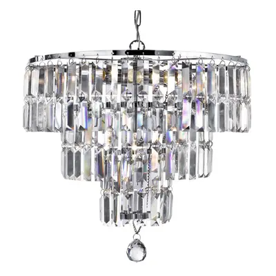 Chrome Chandelier With Clear Bevelled Crystal Trimmings