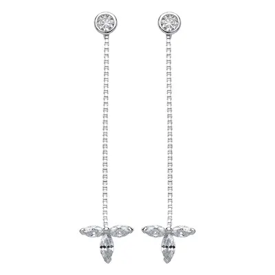 Jewelco London Ladies Sterling Silver marquise Cubic zirconia Falling Leaves Drop Earrings - GVE