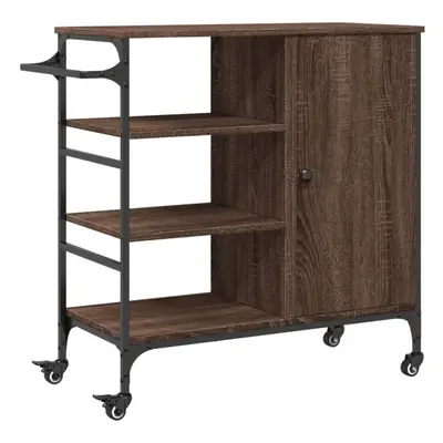 vidaXL Kitchen Trolley Rolling Cart Storage Cart Brown Oak Engineered Wood