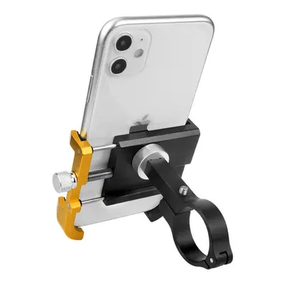 (Black+Gold) Motorcycle Bicycle Handlebar Mobile Phone Holder Vlog Recording Frosted Aluminum