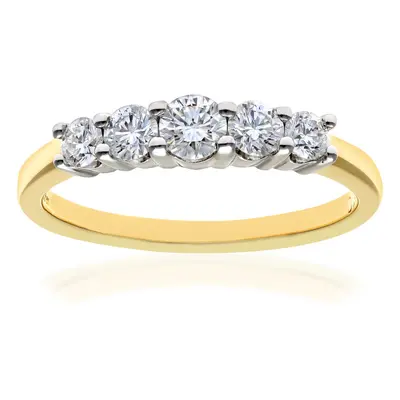 (P) Jewelco London 18ct Yellow Gold Round Diamond Graduated Stone Eternity Ring 3mm 0.50CT H/SI 