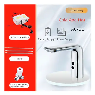 (AC & DC - Hot and Cold) Sensor Faucet Automatic Hand-Free Infrared Sensor Sink Faucet Hot Cold 