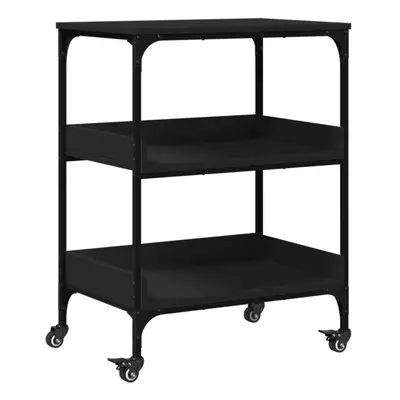 vidaXL Kitchen Trolley Rolling Cart Storage Cart Trolley Black Engineered Wood