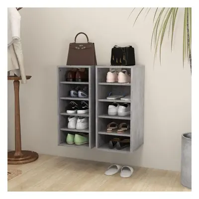 vidaXL 2x Shoe Cabinets Concrete Grey Chipboard Home Shoe Storage Organiser