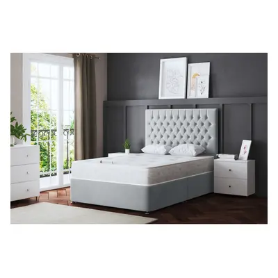 (Small Double , Silver) Seraphine Divan Uphosltered Bed with Two Drawers