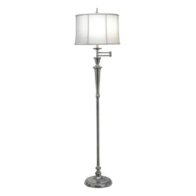 Floor Lamp Swing Arm Multi Direction Off White Shade Antique Nickel LED E27 60W