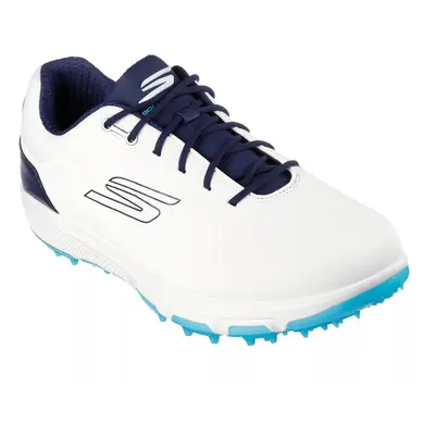 (UK 8, White/Navy/Blue) Skechers Mens Go Golf Pro Spikeless Arch Fit Waterproof Golf Shoes