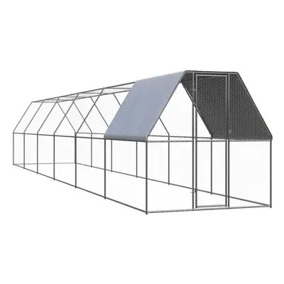 vidaXL Outdoor Chicken Cage Galvanised Steel Patio Chicken Hen House Coop Run