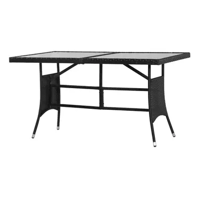 (140 x x cm) vidaXL Garden Table Outdoor Dining Table Patio Coffee Table Black Poly Rattan