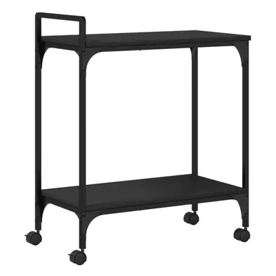 vidaXL Kitchen Trolley Rolling Cart Storage Cart Trolley Black Engineered Wood