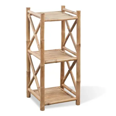 3-Tier Square Bamboo Standing Shelf Storage Bookcase Display Unit Organizer