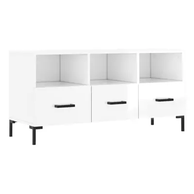 vidaXL TV Cabinet TV Unit Sideboard TV Stand High Gloss White Engineered Wood