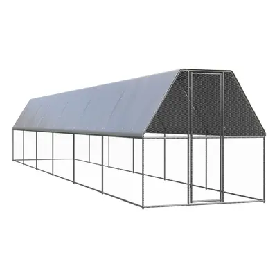 (2 x x m) vidaXL Outdoor Chicken Cage Galvanised Steel Hen House Chicken Run Multi Sizes