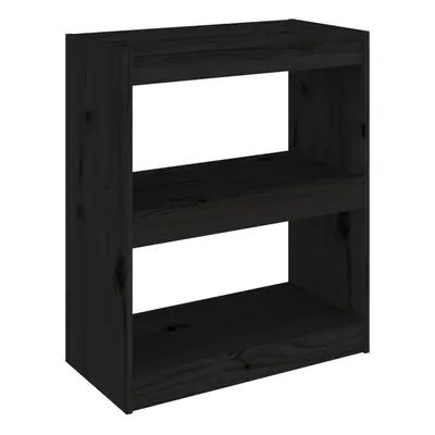 vidaXL Solid Wood Pine Book Cabinet/Room Divider Black File Storage Cabinet