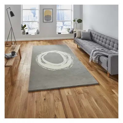 (150x230cm) Modern Elements EL1095 Hand Made Wool Rugs in Grey Abstract Soft Mats