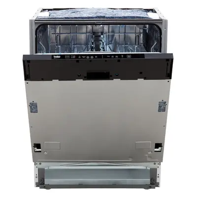 Beko DIN15R20 Fully Integrated Standard Dishwasher - Silver Control Panel with Fixed Door Fixing