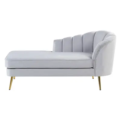 Right Hand Velvet Chaise Lounge Grey ALLIER