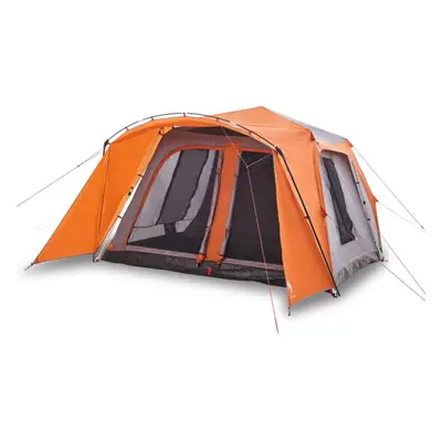 (grey and orange) vidaXL Family Tent with Porch 9-Person Lightweight Camping Tent Quick Release