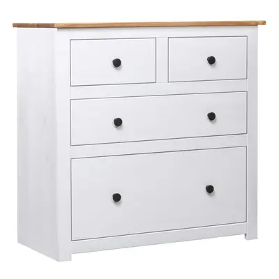 vidaXL Solid Wood Pine Sideboard White Panama Range Drawer Cabinet Nightstand