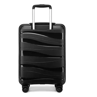 (Black, inch) One Or Four Pieces Lightweight PP Hard Shell Suitcase With TSA Lock