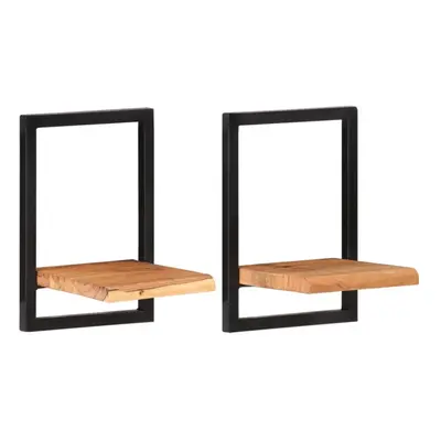 (25 Â¡Ã Â¡Ã cm) vidaXL Wall Shelf Set Picture Ledges Display Unit Solid Acacia Wood and Steel