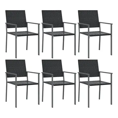 (6 pcs) vidaXL Garden Chairs Outdoor Dining Chair Wicker Chairs Black Poly Rattan