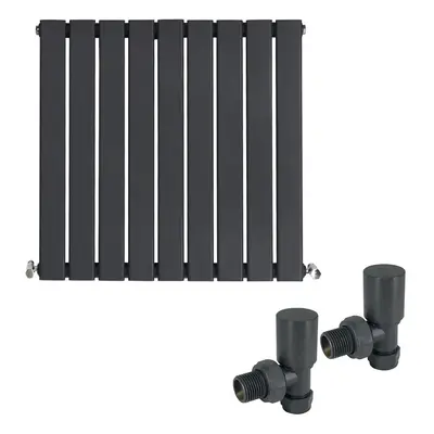 (600 x 614mm Single) Warmehaus Flat Panel Horizontal Vertical Radiator with Angled Valves