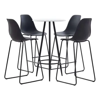 vidaXL Piece Bar Set with White Tabletop Plastic Black Table and Chairs