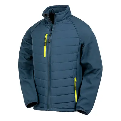 (S, Navy/Yellow) Result Mens Black Compass Padded Soft Shell Jacket