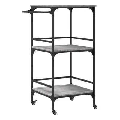 vidaXL Kitchen Trolley Rolling Cart Storage Cart Grey Sonoma Engineered Wood