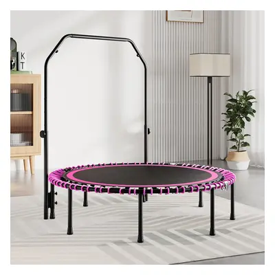 (Black&Pink) 48in Bungee Cords Foldable Round Trampoline with Adjustable U-Handle Bar