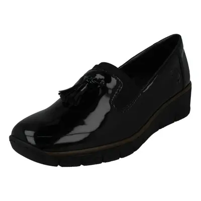 (Black, UK 8) Ladies Rieker Tassel Detail Formal Shoe