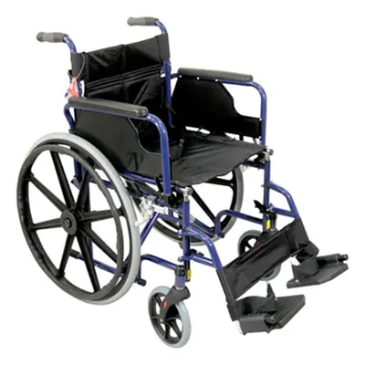 Deluxe Self Propelled Steel Wheelchair - Semi-Foldable Design - Blue Finish