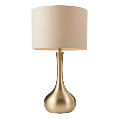 Touch Dimmer Table Lamp Brass & Taupe Shade Modern Metal Bedside Reading Light