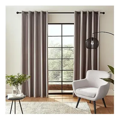 Catherine Lansfield Downstairs Faux Silk 66x90 Inch Blackout Thermal Insulating Eyelet Curtains 