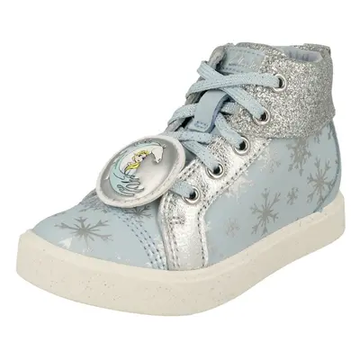 (Blue, UK 4.5 Infant) Girls Clarks Elsa Detailed Frozen Hi Top Trainers City Ice T