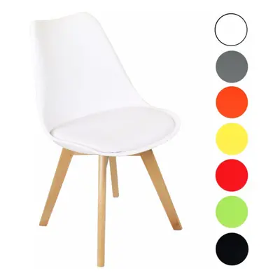 (White) x Charles Jacobs Dining Chairs Beech Wood Legs Tulip Design Furniture Set