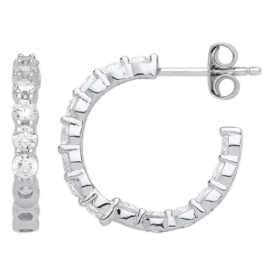 Jewelco London Ladies Sterling Silver Cubic Zirconia Illusion-set Inside Out Eternity Hoop Earri