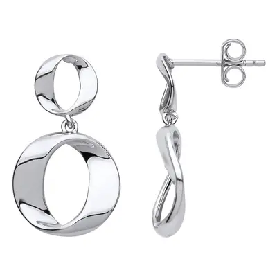 Jewelco London Ladies Sterling Silver Lil n Large O Hoops Stud Drop Earrings - GVE712