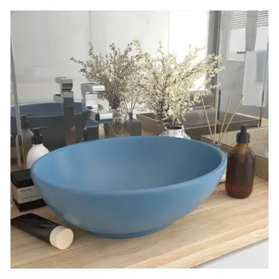 vidaXL Luxury Basin Oval-shaped Matt Light Blue 40x33 cm Ceramic