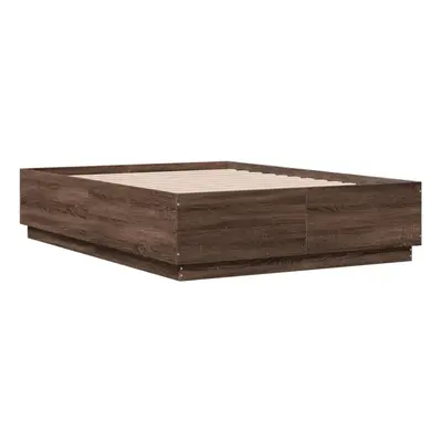 (brown oak, x cm) vidaXL Bed Frame Bedroom Bed Base Bedstead Mattress Foundation Engineered Wood