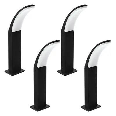 4 PACK IP44 Outdoor Pedestal Light Black Aluminium 11W LED Wall Post Lamp