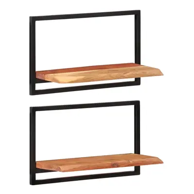 (60 Â¡Ã Â¡Ã cm) vidaXL Wall Shelf Set Picture Ledges Display Unit Solid Acacia Wood and Steel