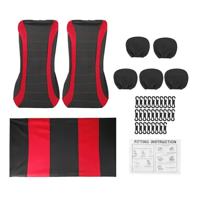 (Red - Pcs) 2/4/9PCS Front Back Full Car Seat Cover Seat Protection Universal Protectors Polyest