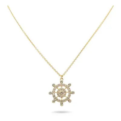 Swarovski Ocean Collection Ships Wheel Gold Necklace