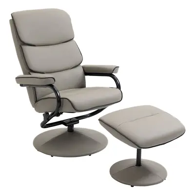 HOMCOM Faux Leather Recliner Chair Ottoman Swivel Lounge w/ Footstool